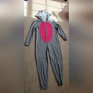New forever 21 Kitty Cat hooded onesie adult size large. Gray & pink.